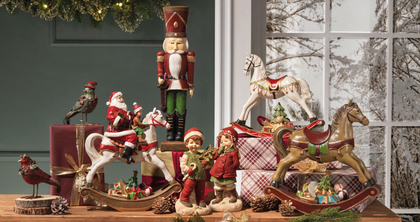 Addobbi natalizi Brandani : statuetta Babbo Natale e statuette natalizie